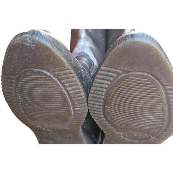 Rare Dr Martens Distressed Moto Boots Mens 8 Metallic Gray Zip VTG Grunge Punk - Picture 9 of 16